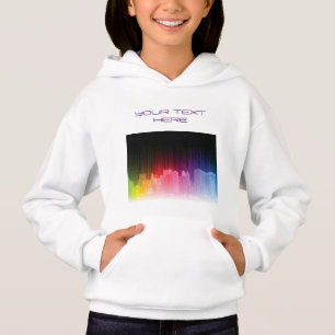 Vibrant Rainbow Neon City Skyline Hoodie