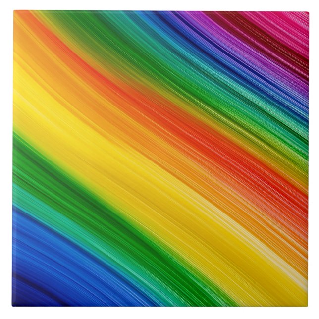 Vibrant Rainbow of Colours Ceramic Tile (Front)