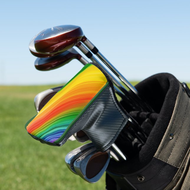 Vibrant Rainbow of Colours Golf Head Cover (In Situ)