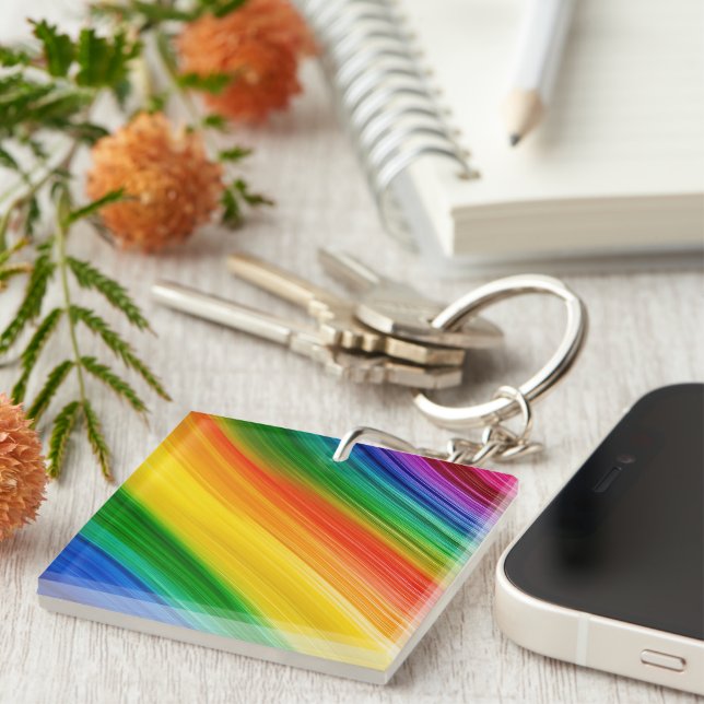 Vibrant Rainbow of Colours Key Ring (Front Right)