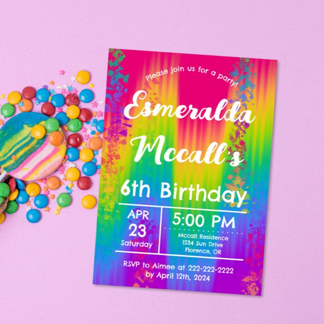 Vibrant Rainbow Ombre Kids Birthday Party Invitation (Creator Uploaded)