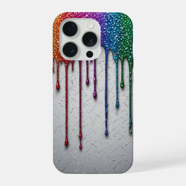 Vibrant Rainbow Paint Drips iPhone Case (Back)