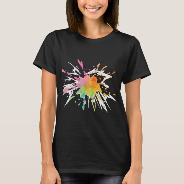 Vibrant Rainbow Paint Splash T-Shirt (Front)