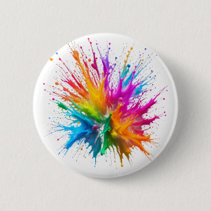 Vibrant Rainbow Paint Splatter Explosion 6 Cm Round Badge