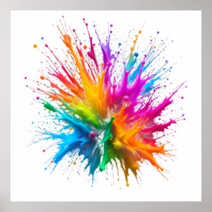 Vibrant Rainbow Paint Splatter Explosion Poster
