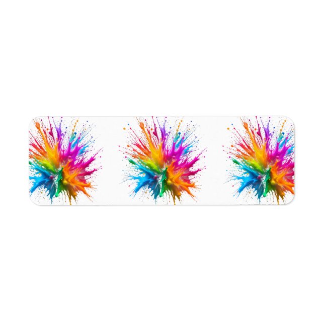 Vibrant Rainbow Paint Splatter Explosion Return Address Label (Front)