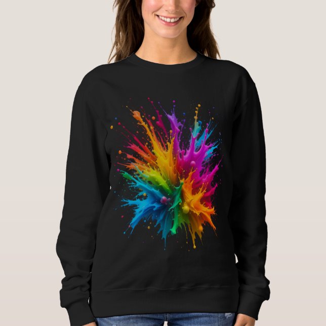 Vibrant Rainbow Paint Splatter Explosion Sweatshirt (Front)