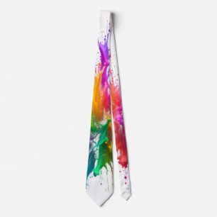 Vibrant Rainbow Paint Splatter Explosion Tie