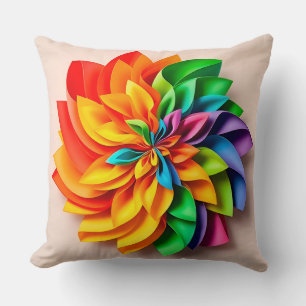 Vibrant Rainbow Paper Abstract Art Cushion