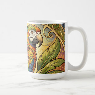 Vibrant Rainbow Parrot Art Nouveau Coffee Mug