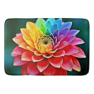 Vibrant Rainbow Petal Dream Art Bath Mat