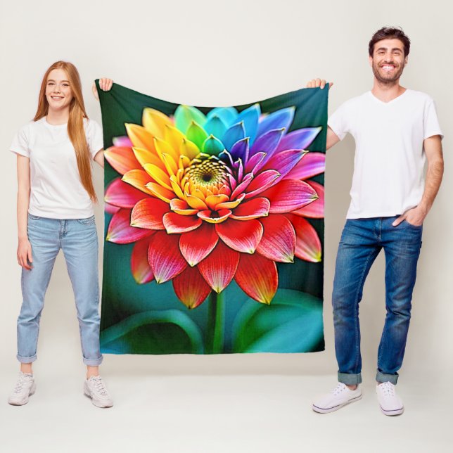 Vibrant Rainbow Petal Dream Art Fleece Blanket (In Situ)
