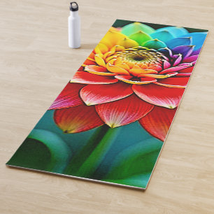Vibrant Rainbow Petal Dream Art Yoga Mat