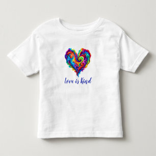 Vibrant Rainbow Poured Paint Heart Toddler T-Shirt