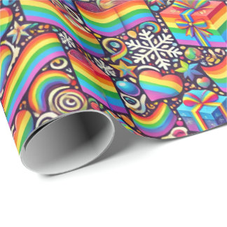 Vibrant Rainbow Pride Christmas Wrapping Paper