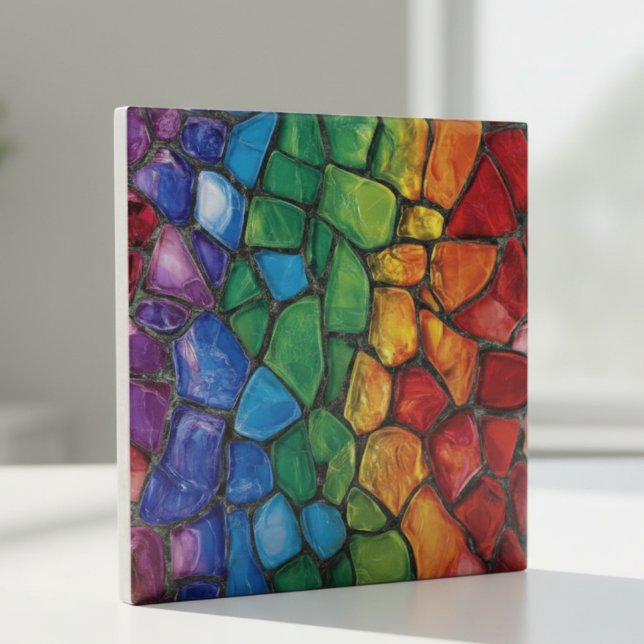 Vibrant Rainbow Pride Glass Mosaic Ceramic Tile (Creator Uploaded)