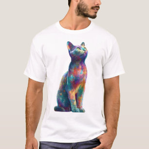 Vibrant Rainbow Psychedelic Galactic Cat Men T-Shirt