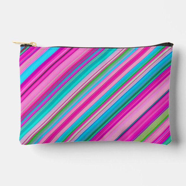 Vibrant Rainbow Stripe Pattern Design Accessory Pouch (Front)