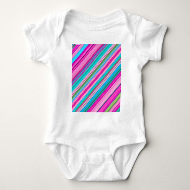 Vibrant Rainbow Stripe Pattern Design Baby Bodysuit (Front)