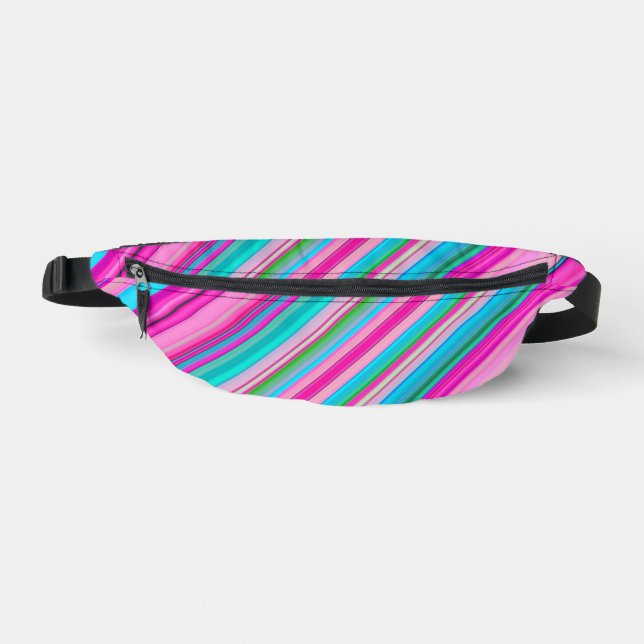 Vibrant Rainbow Stripe Pattern Design Bum Bags (Front)