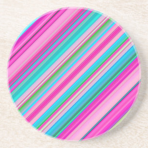 Vibrant Rainbow Stripe Pattern Design Coaster