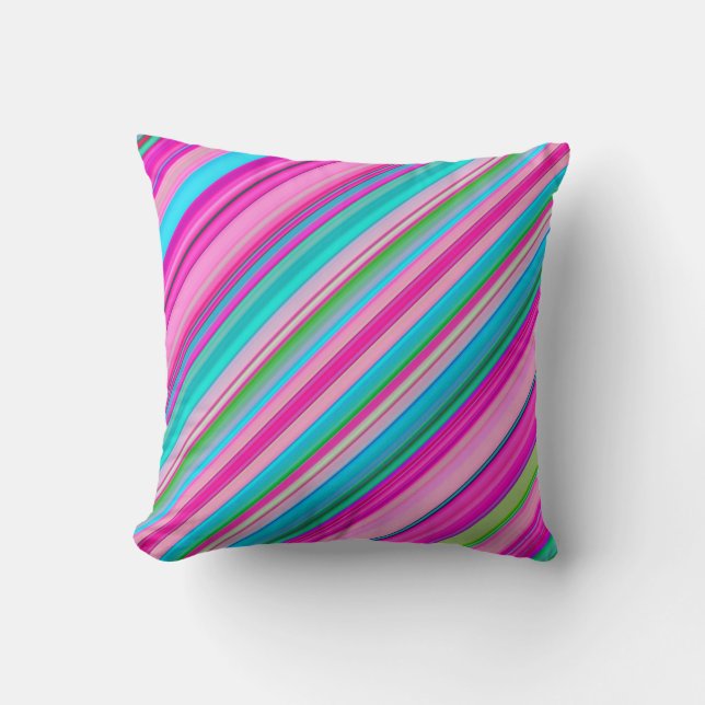 Vibrant Rainbow Stripe Pattern Design Cushion (Front)