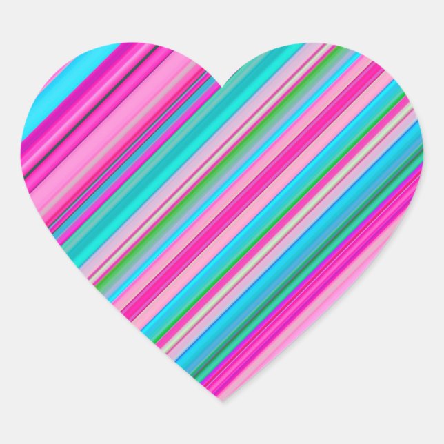 Vibrant Rainbow Stripe Pattern Design Heart Sticker (Front)