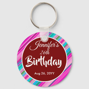 Vibrant Rainbow Stripe Pattern Design Key Ring