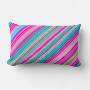 Vibrant Rainbow Stripe Pattern Design Lumbar Cushion