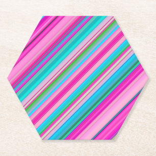 Vibrant Rainbow Stripe Pattern Design Paper Coaster