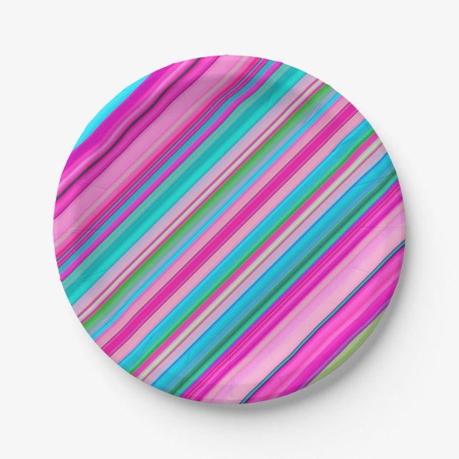 Vibrant Rainbow Stripe Pattern Design Paper Plate (Front)