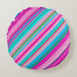Vibrant Rainbow Stripe Pattern Design Round Cushion