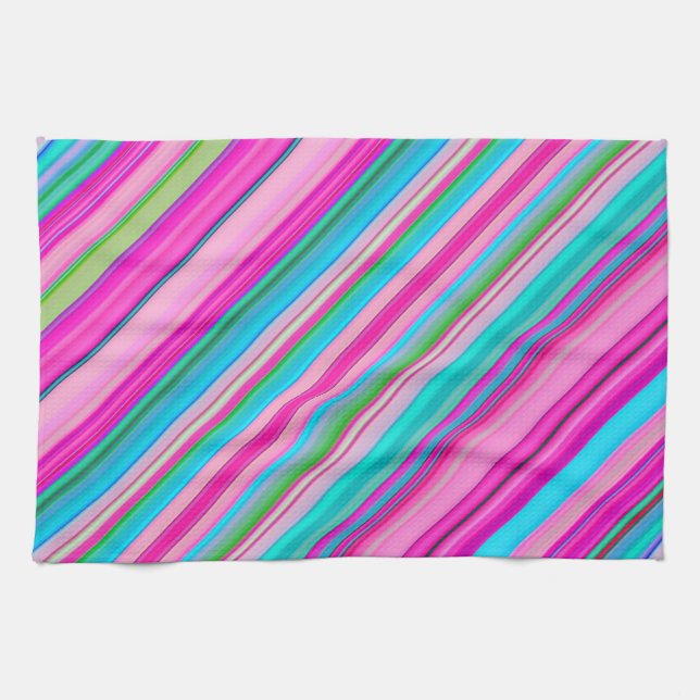 Vibrant Rainbow Stripe Pattern Design Tea Towel (Horizontal)