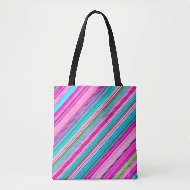 Vibrant Rainbow Stripe Pattern Design Tote Bag (Front)
