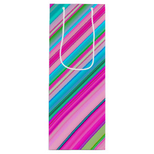 Vibrant Rainbow Stripe Pattern Design Wine Gift Bag