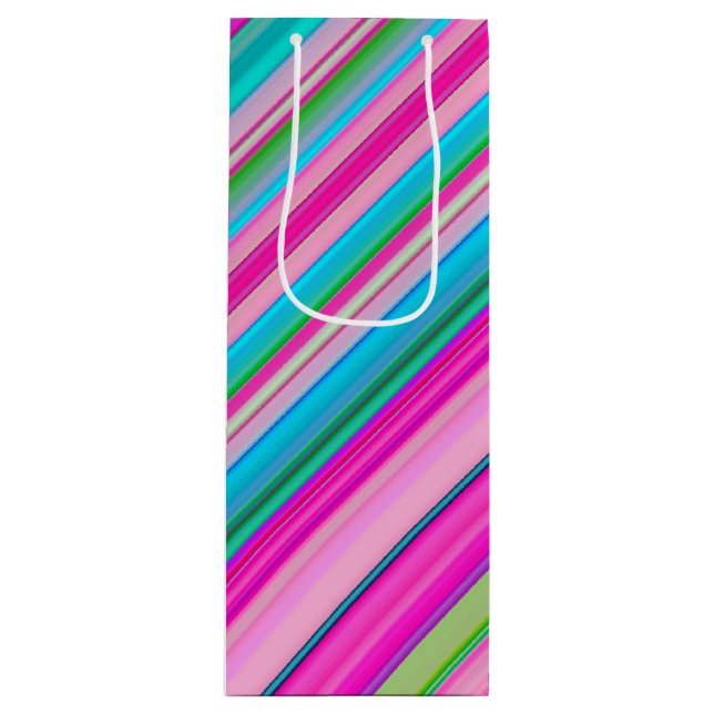 Vibrant Rainbow Stripe Pattern Design Wine Gift Bag (Front)
