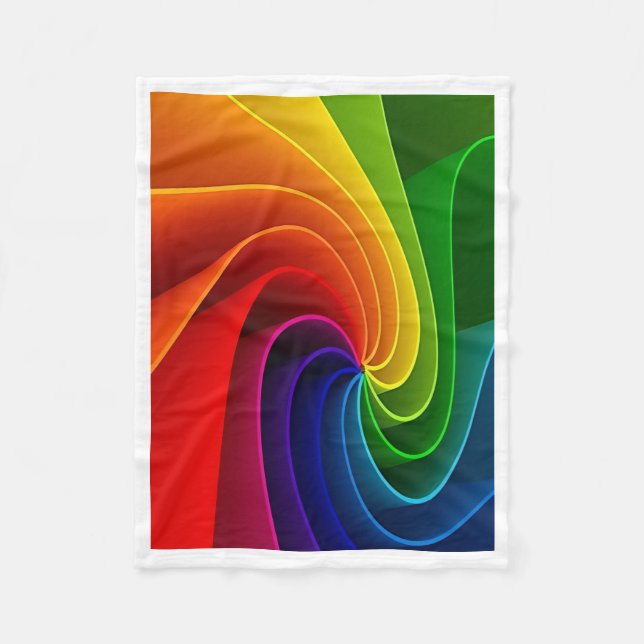 Vibrant Rainbow Swirl Abstract Art Fleece Blanket (Front)