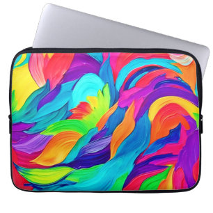 Vibrant Rainbow Swirls Abstract Art Laptop Sleeve