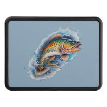 Vibrant Rainbow Trout Trailer Hitch Cover