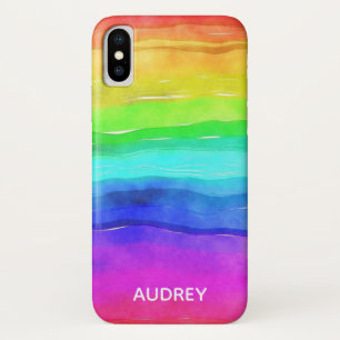 Vibrant Rainbow Watercolor Custom iPhone X Case