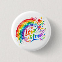 Vibrant Rainbow Watercolor Splatter "Love is Love"