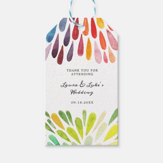 Vibrant Rainbow Wedding Gift Tags (Front)