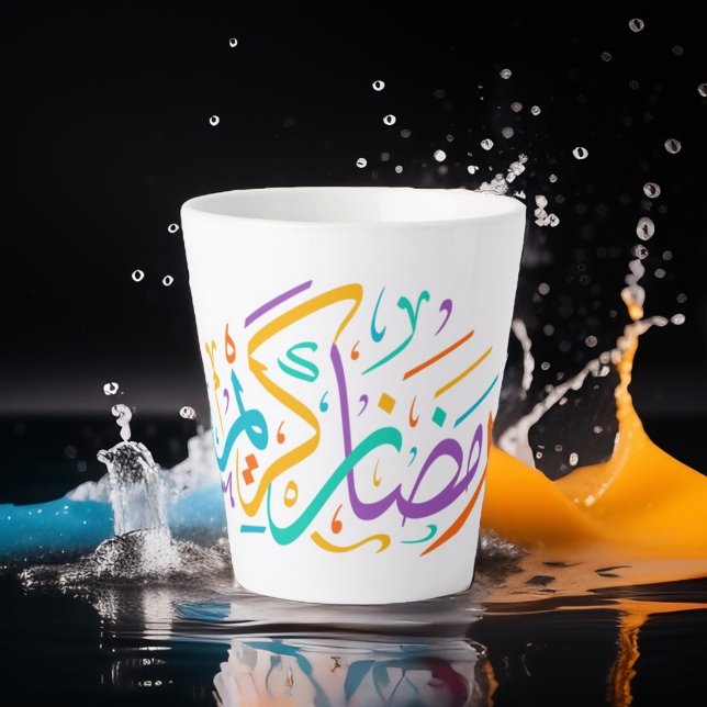 Vibrant Ramadan Kareem Arabic Calligraphy Islamic  Latte Mug (Creator Uploaded)