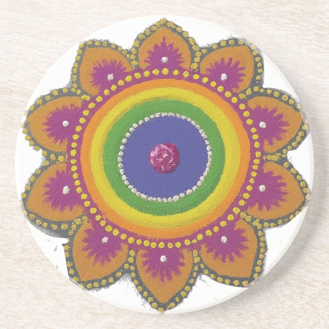 "Vibrant Rangoli" Coaster (Front)