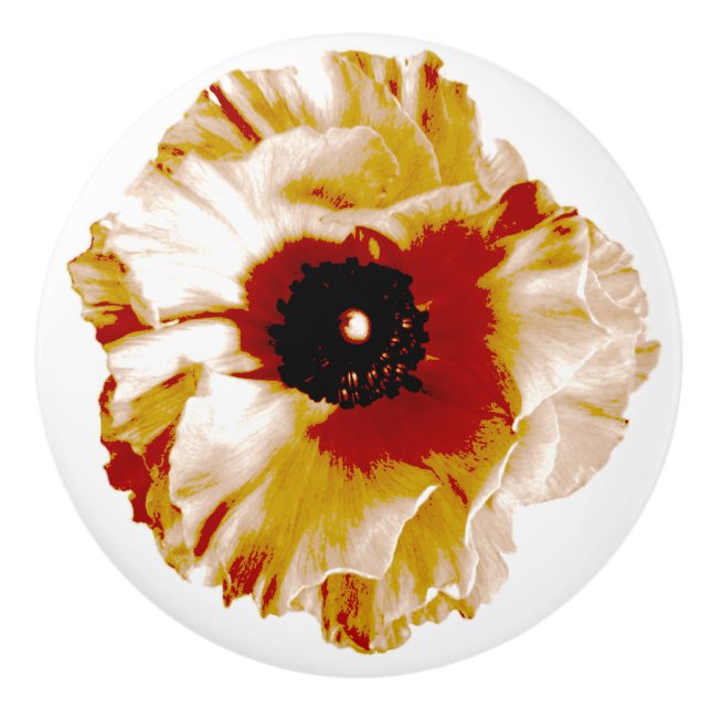 vibrant ranunculus ceramic knob (Front)