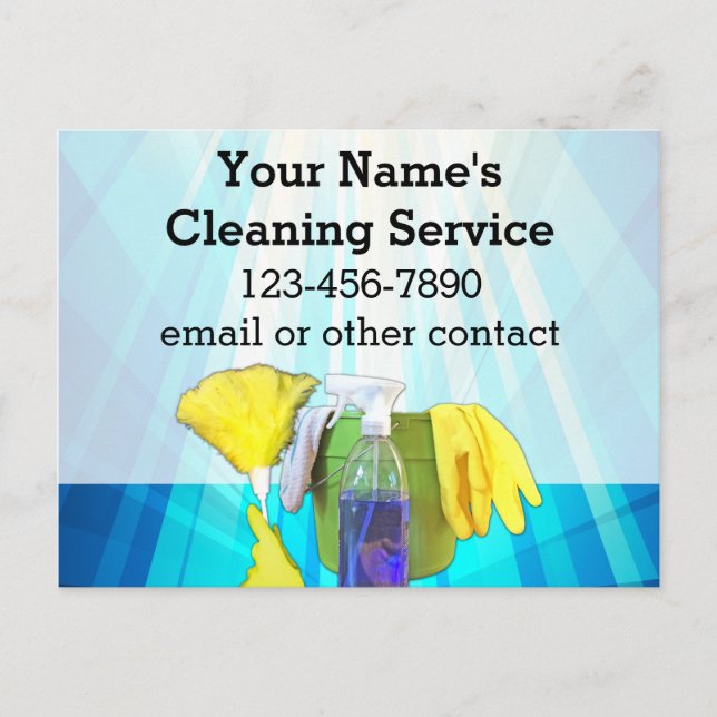 Vibrant Rays Custom Cleaning Service Business Postcard (Front)