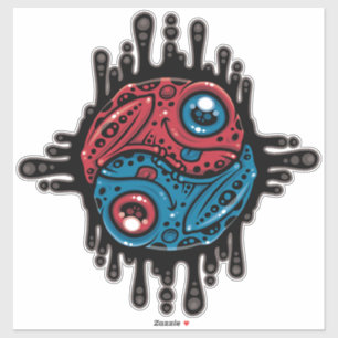 Vibrant Red and Blue Poison Dart Frog Yin Yang