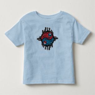 Vibrant Red and Blue Poison Dart Frog Yin Yang Toddler T-Shirt