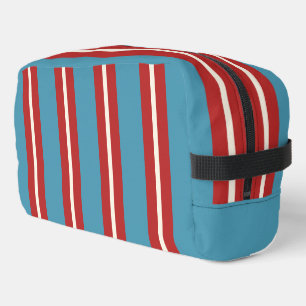 Vibrant Red and Blue Striped Pattern Modern Design Dopp Kit