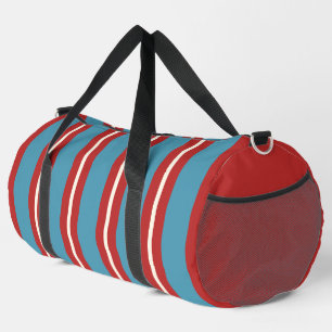 Vibrant Red and Blue Striped Pattern Modern Design Duffle Bag
